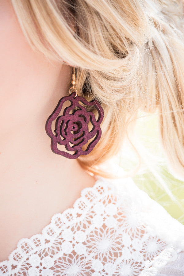 Rose Wood Earrings | 2 Colors