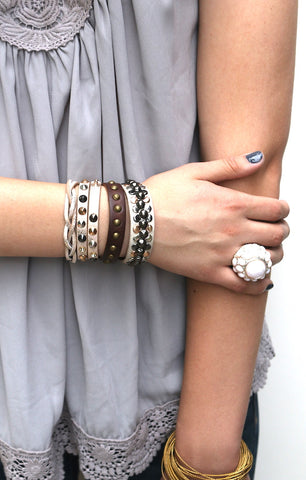 The Studded Leather Bracelet Collection