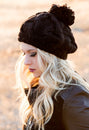 Wool Beanie With Braided Leather