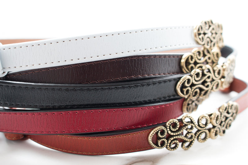 Vintage Leather Skinny Belt