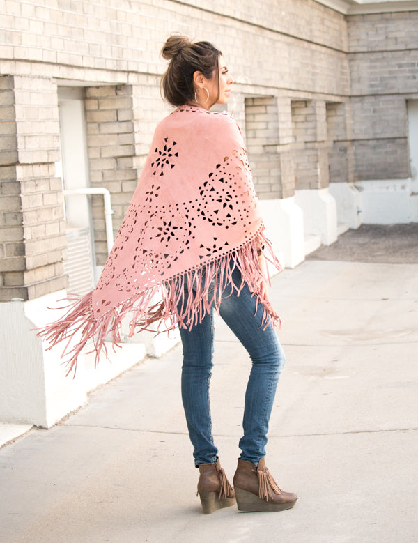 Suede Fringe Poncho | 6 Colors