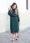 Pleated Lace & Chiffon Skirt