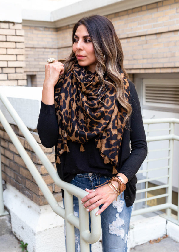 Leopard Tassel Scarf – Hipster Row