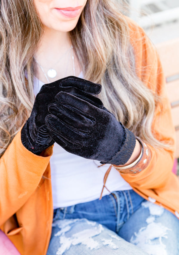 Velvet Gathered Gloves