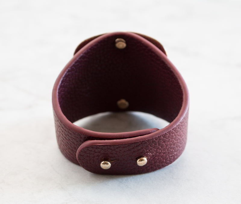Leather & Stamped Metal Bracelet | 6 Colors