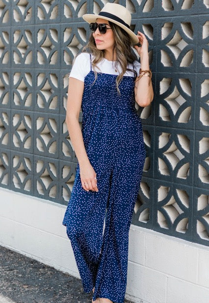 Navy Polka Dot So Classy Jumpsuit – Curvaceous Boutique