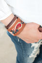 Leather & Stamped Metal Bracelet | 6 Colors