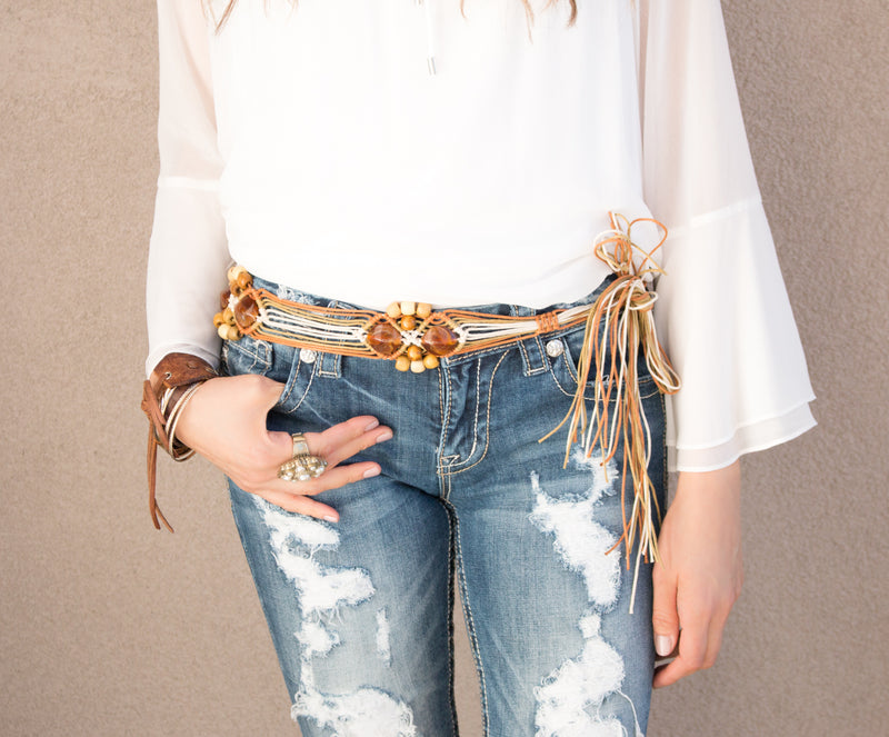 Boho Beaded Rope Belt Hipster Row Boho Beaded Rope Belt Hipster Row